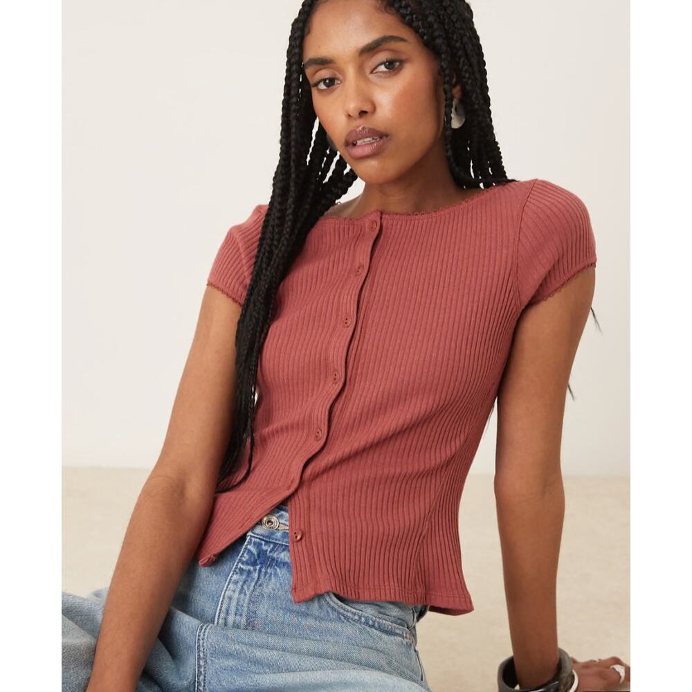 NWT Free People Intimately Most Wanted Cardigan Ribbed Tee